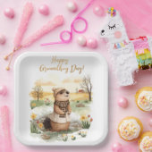 Groundhog day watercolor pappteller (Party)