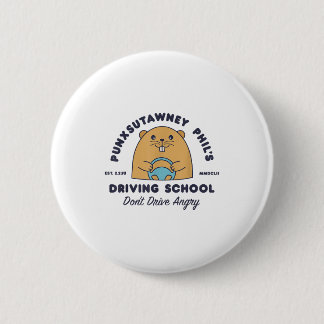 Groundhog Driving School Funny Men Women Retro Rod Button