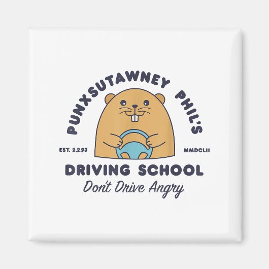 Groundhog Driving School Funny Men Women Retro Rod Magnet (Vorne)