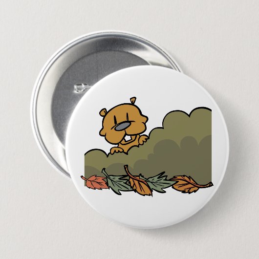 Groundhog durchquert Herbstbüsche Button (Vorne & Hinten)
