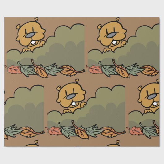Groundhog durchquert Herbstbüsche Geschenkpapier (Flach)