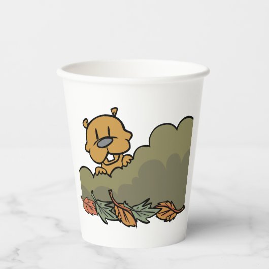 Groundhog durchquert Herbstbüsche Pappbecher (Vorderseite)