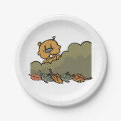 Groundhog durchquert Herbstbüsche Pappteller (Vorderseite)