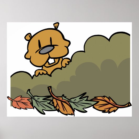 Groundhog durchquert Herbstbüsche Poster (Vorne)