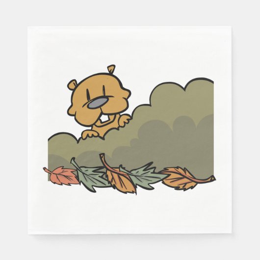 Groundhog durchquert Herbstbüsche Serviette (Vorderseite)