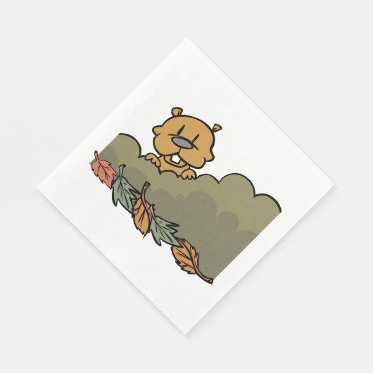 Groundhog durchquert Herbstbüsche Serviette (Ecke)