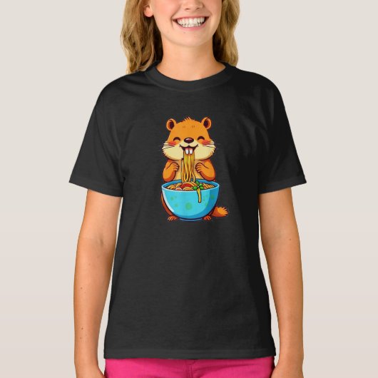 Groundhog Eating Ramen Happy Groundhog Day T-Shirt (Vorderseite)