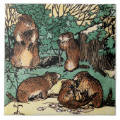 Groundhog - Familie Marmot Fliese (Vorderseite)