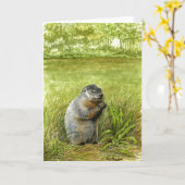 Groundhog Grußkarte Karte (Gelbe Blume)