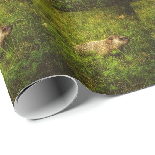 Groundhog in einem Faltpapier Geschenkpapier (Rolleneckpunkt)
