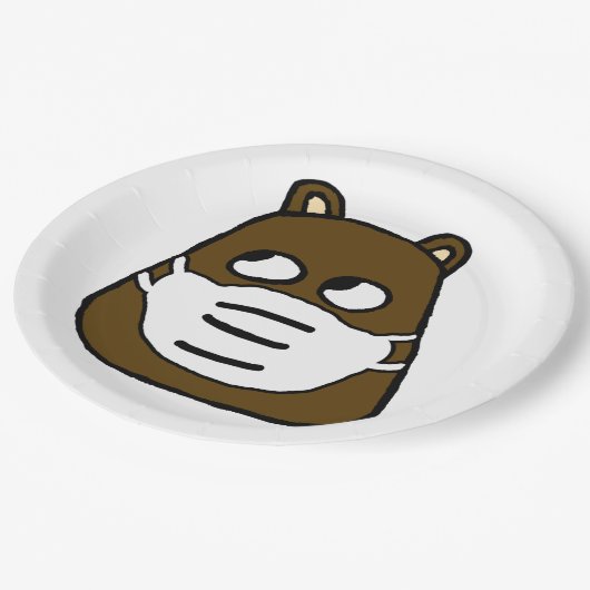 Groundhog in Gesichtsmaske Pappteller (Schrägansicht)