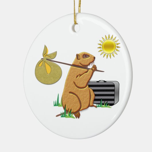 Groundhog läuft weg keramikornament (Links)