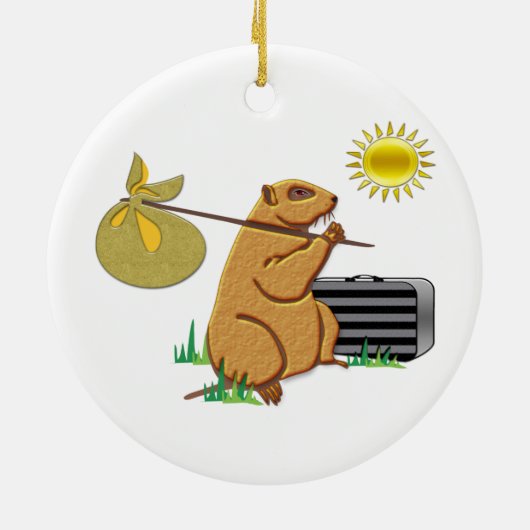 Groundhog läuft weg keramikornament (Hinten)