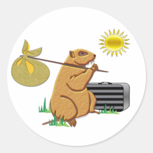 Groundhog läuft weg runder aufkleber