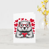 Groundhog Red Heart Shape Valentinstag Karte (Gelbe Blume)