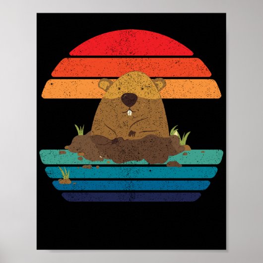 Groundhog Retro Woodchuck Groundhog Day Poster (Vorne)