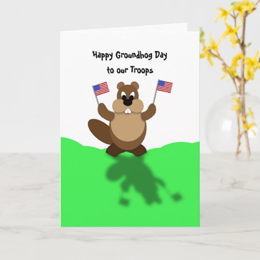 Groundhog rüstet Flag-to-Truppen auf, glücklicher Karte (Gelbe Blume)