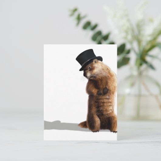 Groundhog Seeing Shadow Postkarte (Stehend Vorderseite)