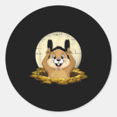 Groundhog Shadow Funny Puppet Happy Groundhog Day Runder Aufkleber (Vorderseite)