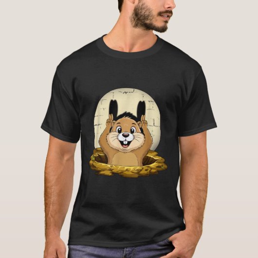 Groundhog Shadow Funny Puppet Happy Groundhog Day T-Shirt (Vorderseite)