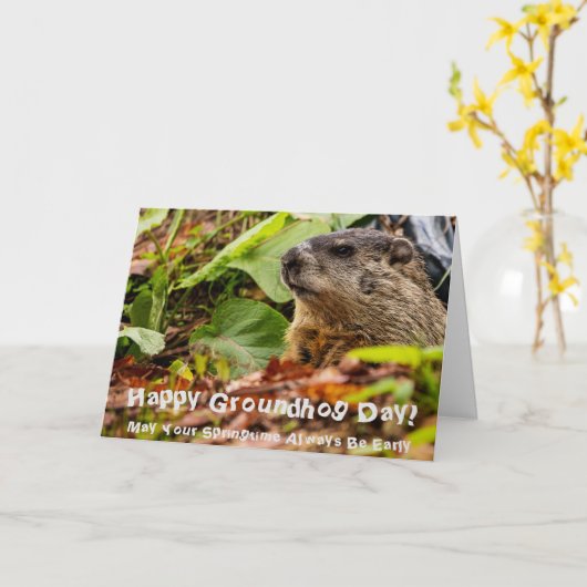 Groundhog Springtime Karte (Gelbe Blume)
