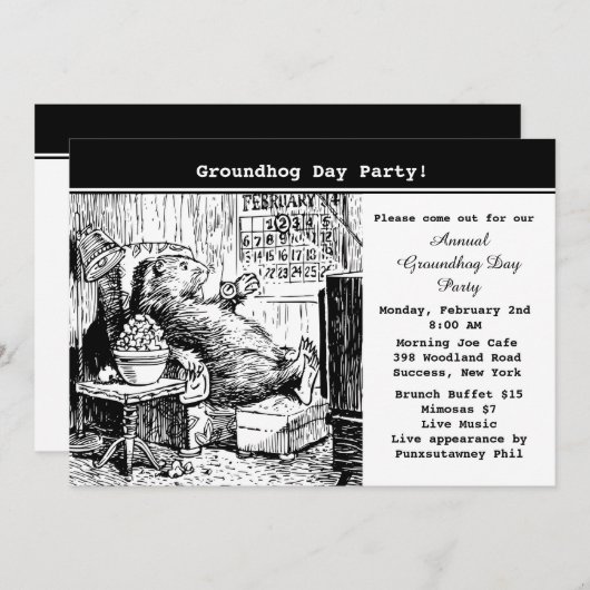 Groundhog TagesParty Einladung (Vorne/Hinten)