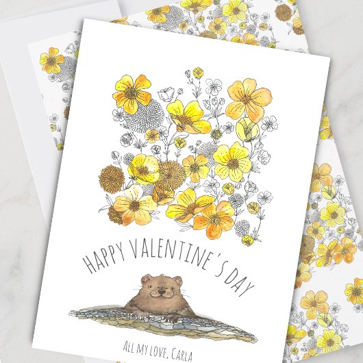 Groundhog und Buttercups Valentinstag Feiertagskarte