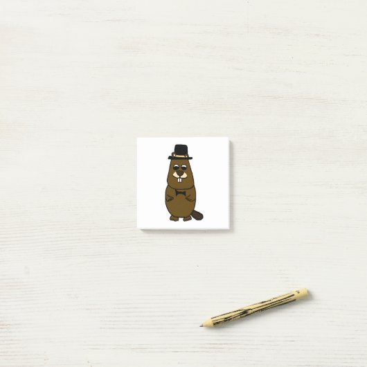 Groundhog verkleidet post-it klebezettel (Auf Schreibtisch)