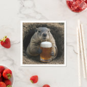 Groundhog With Mug of Beer Serviette (Beispiel)