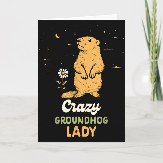 Groundhog Woman Girl Happy February 2nd Crazy Grou Karte (Vorderseite)