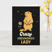 Groundhog Woman Girl Happy February 2nd Crazy Grou Karte (Gelbe Blume)