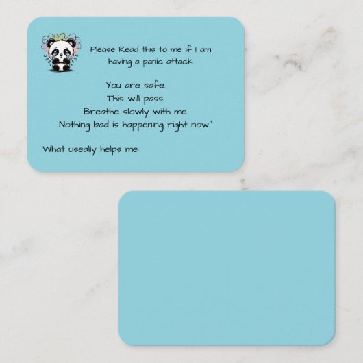 Grounding Panic Attack Reminder Visitenkarte (Vorne/Hinten)