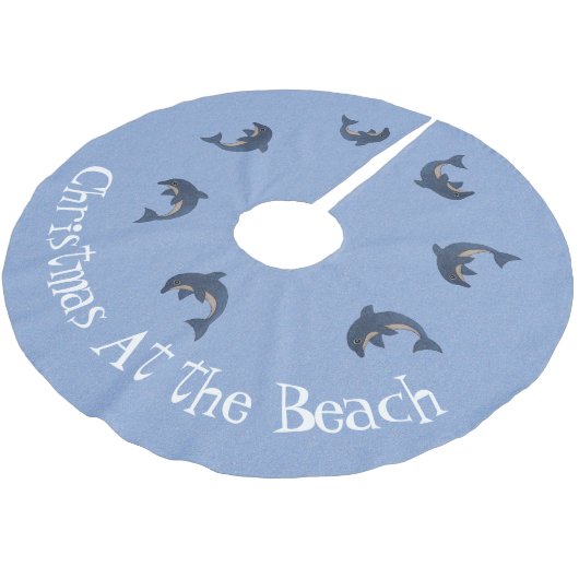 Group Blue White Jumping Delphine Weihnachten Polyester Weihnachtsbaumdecke (Schrägansicht)