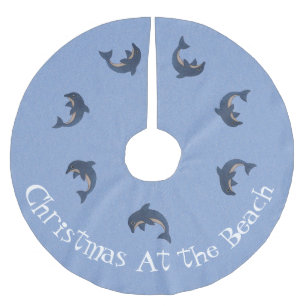 Group Blue White Jumping Delphine Weihnachten Polyester Weihnachtsbaumdecke