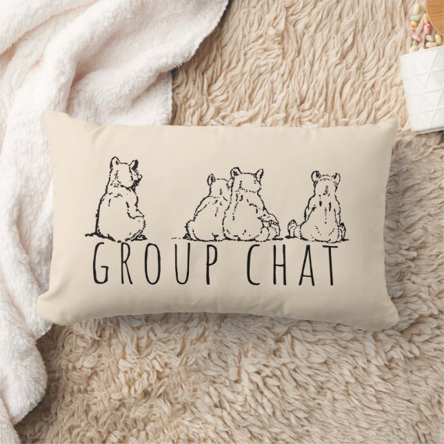 Group Chat Cute Bears Cream Lendenkissen (Decke)