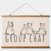 Group Chat Cute Bears Wandteppich Mit Holzrahmen (Vorne)