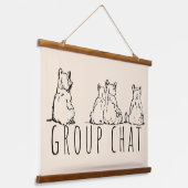 Group Chat Cute Bears Wandteppich Mit Holzrahmen (Gewinkelt)