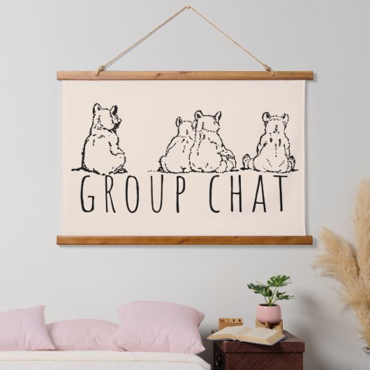 Group Chat Cute Bears Wandteppich Mit Holzrahmen (Schlafzimmer)