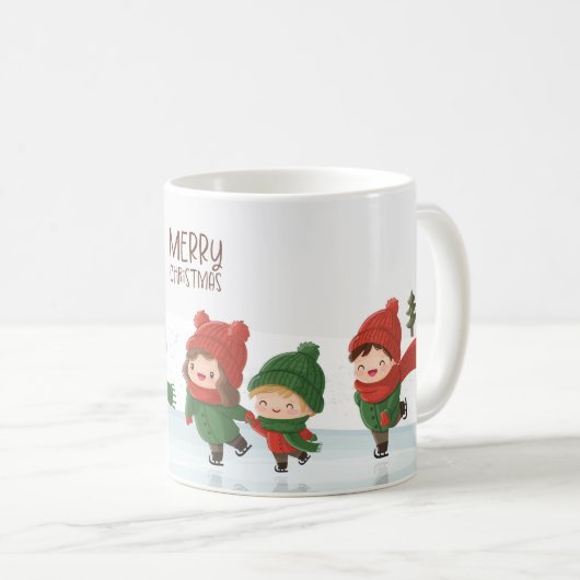 Group of Ice Skating Children at Christmas Kaffeetasse (VorderseiteRechts)