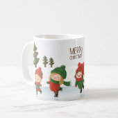 Group of Ice Skating Children at Christmas Kaffeetasse (Vorderseite Links)