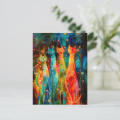 Group of Modern Cat Design in Cosmic Galaxy Postkarte (Stehend Vorderseite)