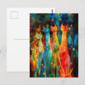 Group of Modern Cat Design in Cosmic Galaxy Postkarte (Vorne/Hinten)