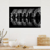 Group of Plains Zebra Drink Together at Night Poster (Küche)