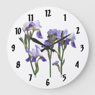 Group of Purple Irises Große Wanduhr