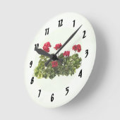 Group of Red Geraniums Runde Wanduhr (Winkel)