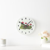 Group of Red Geraniums Runde Wanduhr (Zuhause)