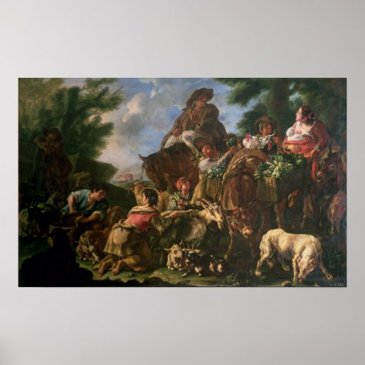 Group of shepherds with a horse poster (Vorne)