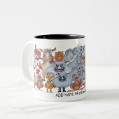 Group of smiling animals cartoon zweifarbige tasse (Vorderseite Links)