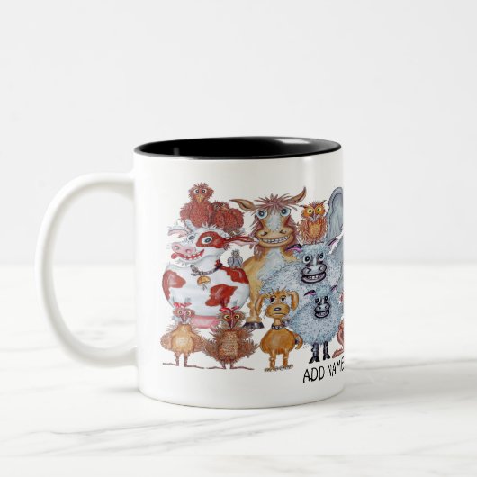 Group of smiling animals cartoon zweifarbige tasse (Links)