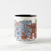 Group of smiling animals cartoon zweifarbige tasse (Mittel)